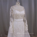 Long Sleeve A-Line Bridal Dress Detachable Train